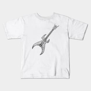 Guitar Shaped Rock on hand sign Kids T-Shirt